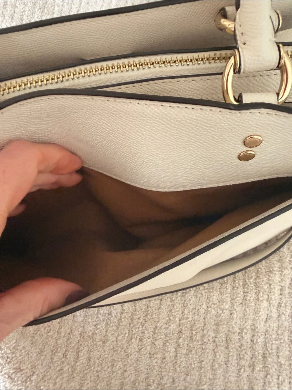 Coach Chalk Pebble Leather Dome Satchel with Gold Hardware